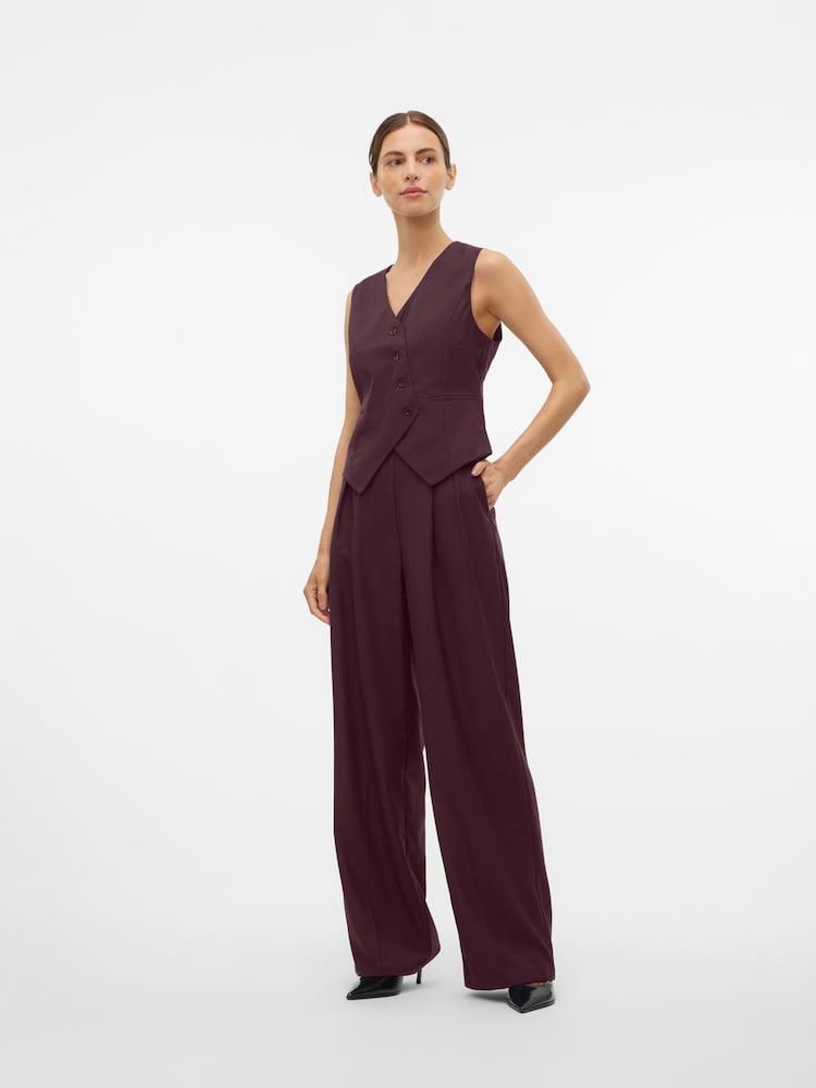 VERO MODA Red Asymmetric Button Waistcoat - Image 2 of 5