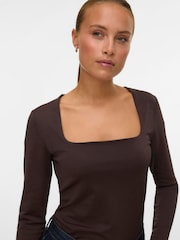 VERO MODA Brown Square Neck Long Sleeve Top - Image 3 of 5
