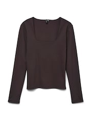 VERO MODA Brown Square Neck Long Sleeve Top - Image 5 of 5