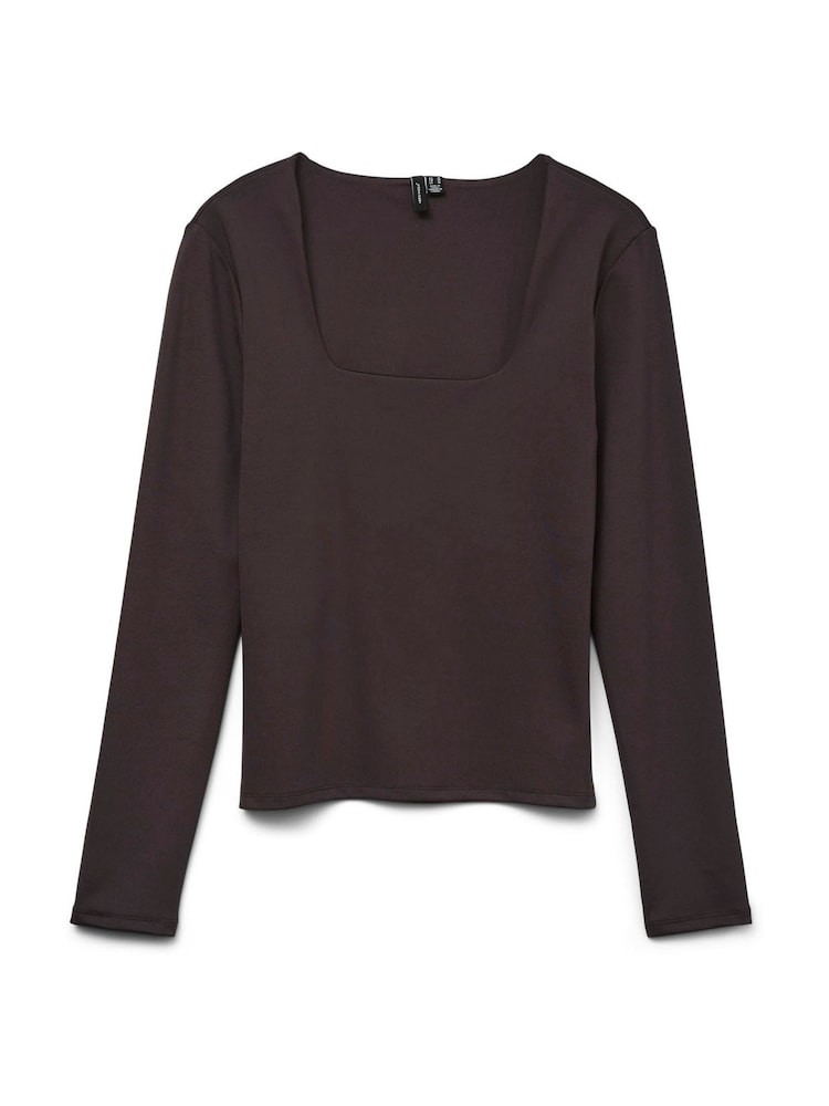 VERO MODA Brown Square Neck Long Sleeve Top - Image 5 of 5