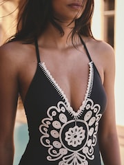 AIYLA Black/White Premium Crochet Swimsuit - Image 4 of 5