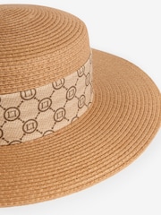 Lipsy Natural Paper Raffia Monogram Hat - Image 7 of 7
