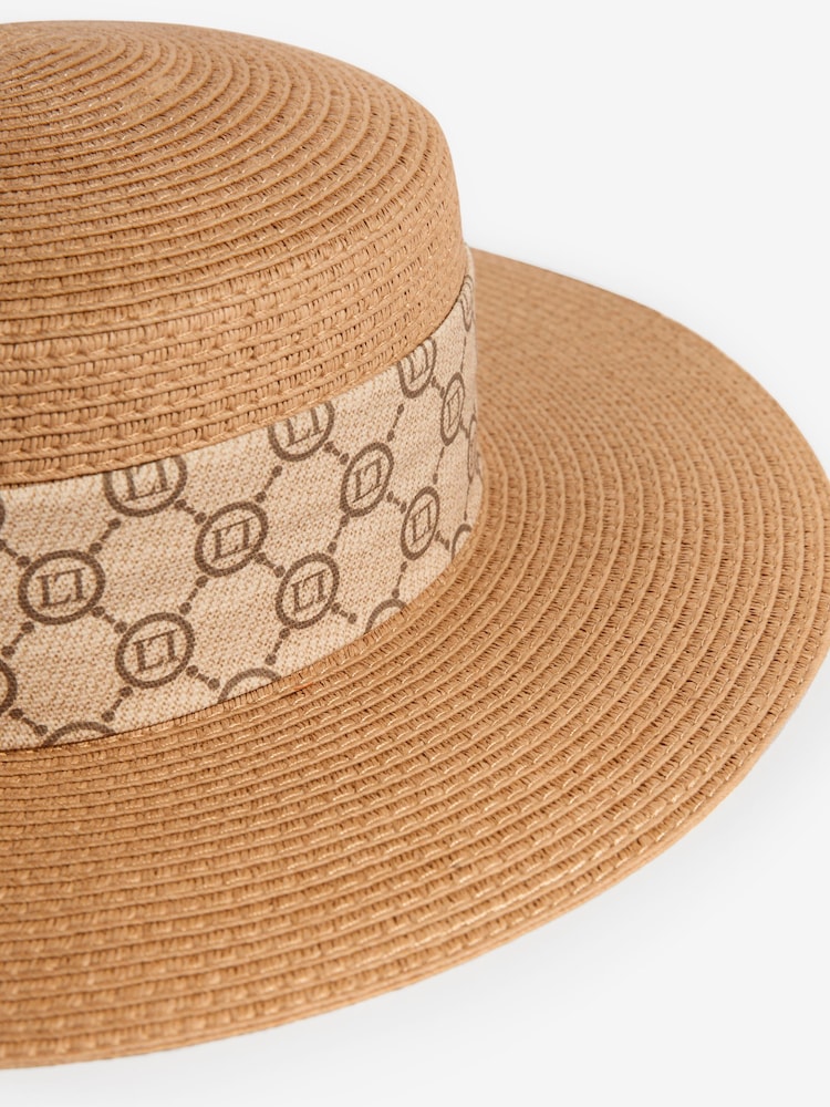 Lipsy Natural Paper Raffia Monogram Hat - Image 7 of 7