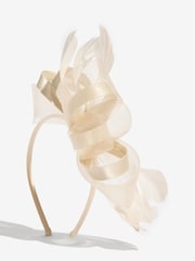 Lipsy Champage Neutral Mesh and Feather Fascinator Headband - Image 4 of 5