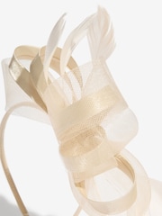 Lipsy Champage Neutral Mesh and Feather Fascinator Headband - Image 5 of 5