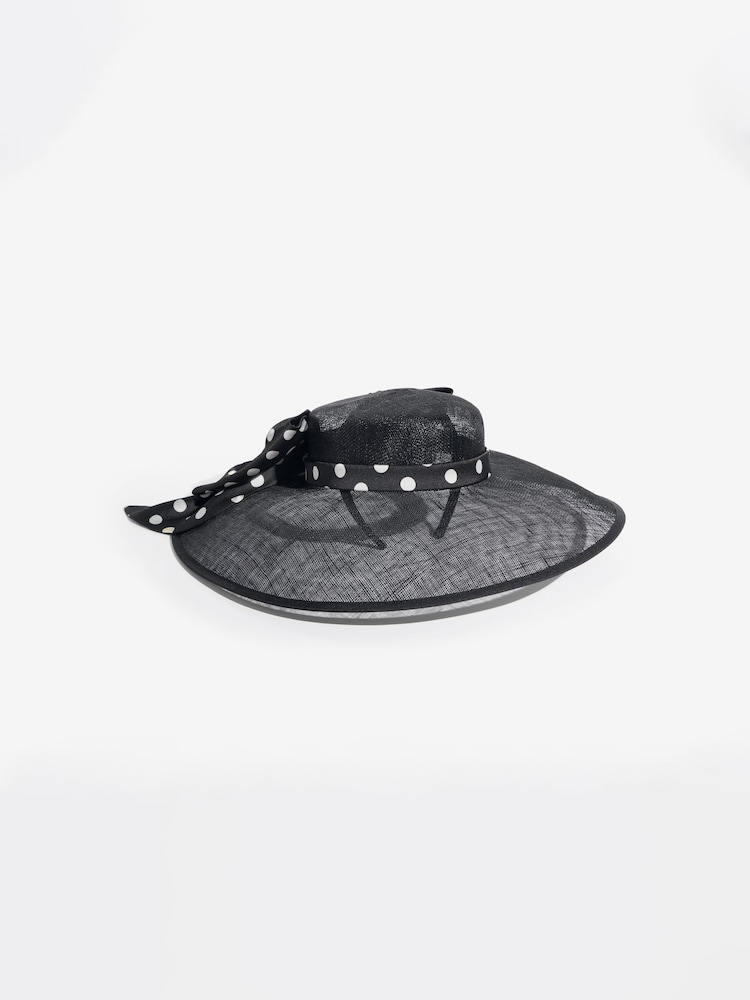 Lipsy Black Polka Dot Oversized Bow Fascinator Hat - Image 2 of 3