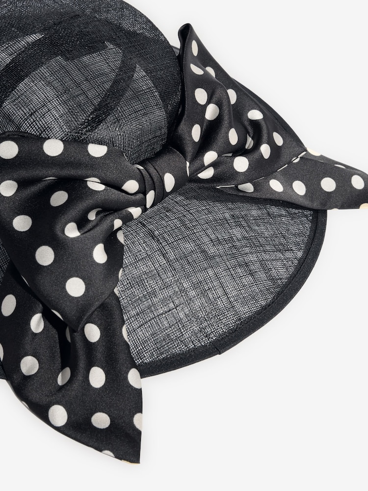 Lipsy Black Polka Dot Oversized Bow Fascinator Hat - Image 3 of 3