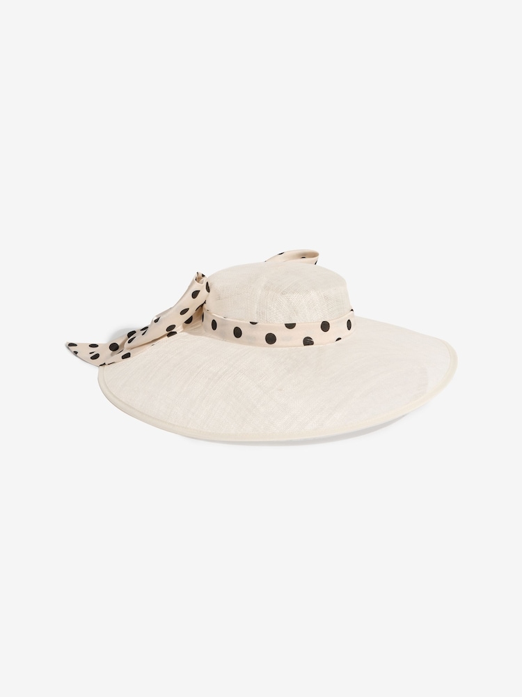 Lipsy Cream Polka Dot Oversized Bow Fascinator Hat - Image 1 of 3