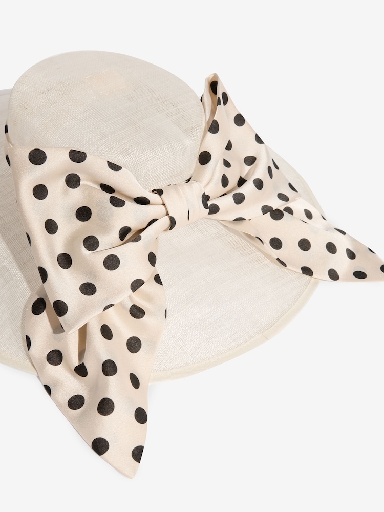 Lipsy Cream Polka Dot Oversized Bow Fascinator Hat - Image 6 of 6
