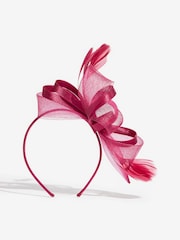 Lipsy Berry Red Mesh and Feather Fascinator Headband - Image 3 of 5