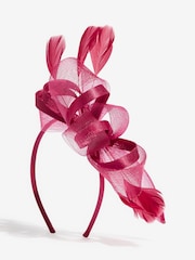 Lipsy Berry Red Mesh and Feather Fascinator Headband - Image 5 of 5