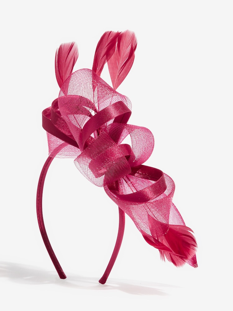 Lipsy Berry Red Mesh and Feather Fascinator Headband - Image 5 of 5 Lipsy Berry Red Mesh and Feather Fascinator Headband - Image 5 of 5