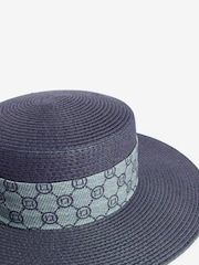 Marineblau - Lipsy Paper Raffia Monogram Hat - Bild 7 von 8