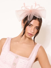 Lipsy Blush Pink Oversized Mesh Fascinator Headband - Image 1 of 2