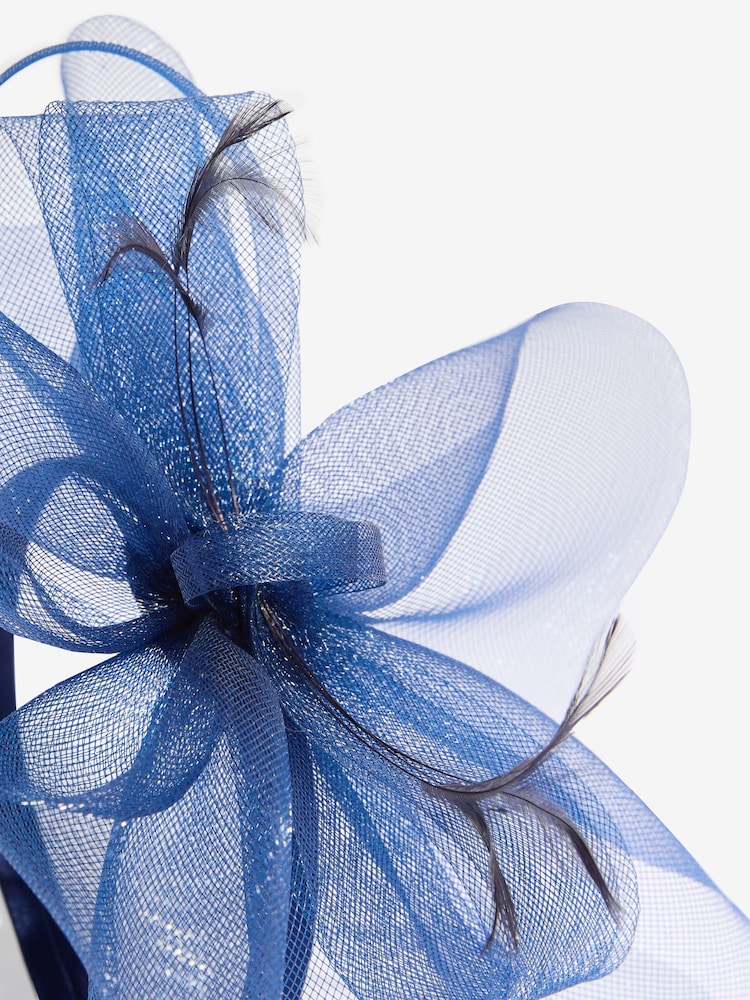 Lipsy Navy Oversized Mesh Fascinator Headband - Image 5 of 5