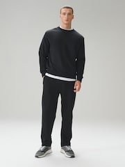 Black Straight Fit Heavyweight Joggers with Zip Pockets - Image 1 of 8