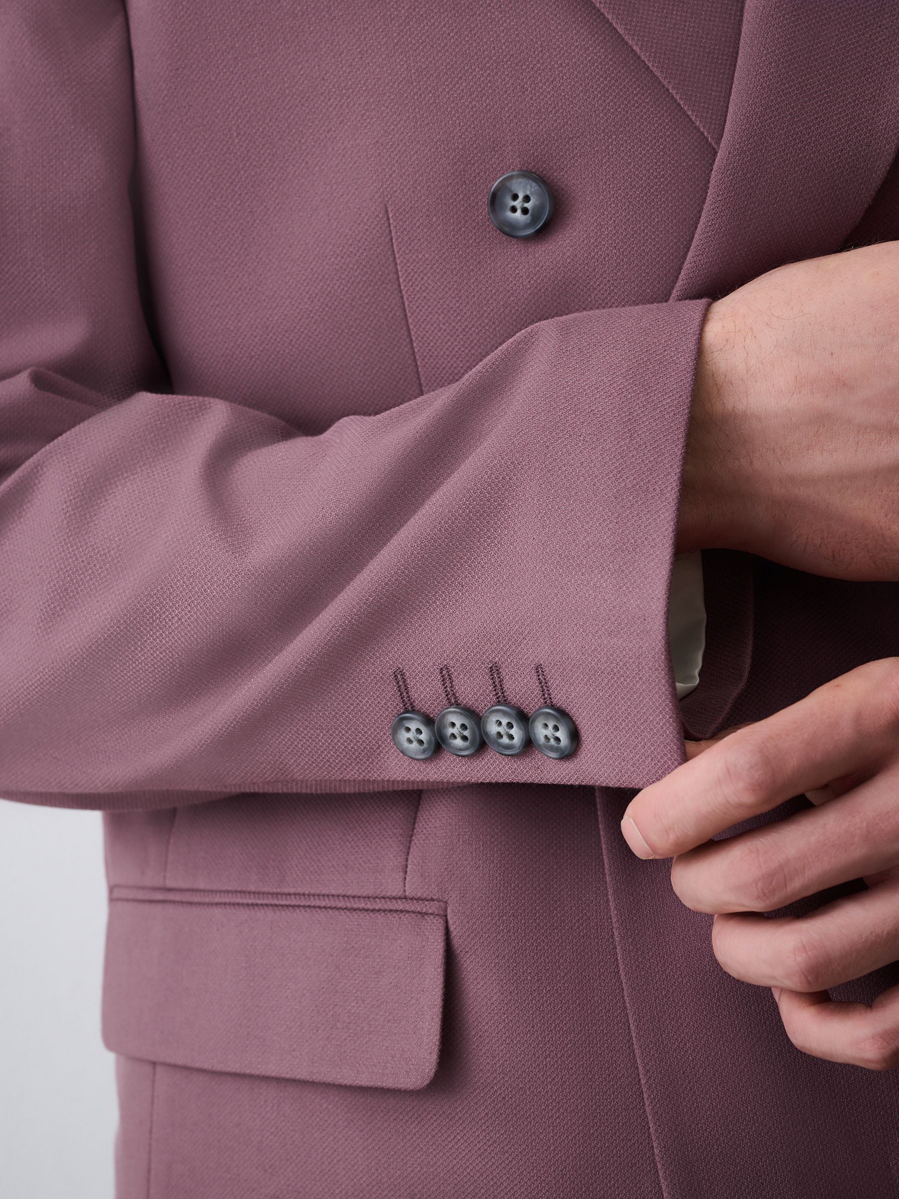 Buy Mauve Purple Double Breasted Loose Fit Textured Prom Suit