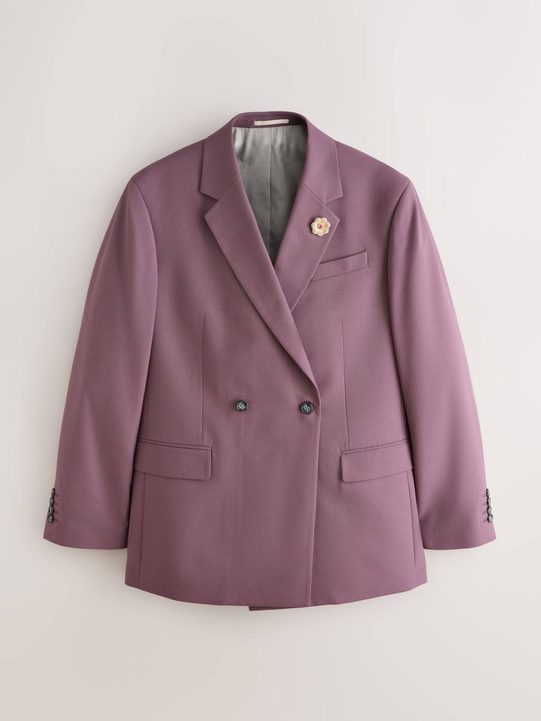Buy Mauve Purple Double Breasted Loose Fit Textured Prom Suit
