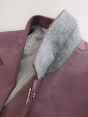 Mauve Purple Double Breasted Loose Fit Textured Prom Suit Jacket With Brooch - Image 7 of 11