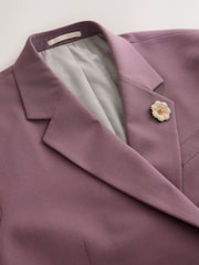 Mauve Purple Double Breasted Loose Fit Textured Prom Suit Jacket With Brooch - Image 8 of 11