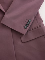 Mauve Purple Double Breasted Loose Fit Textured Prom Suit Jacket With Brooch - Image 9 of 11