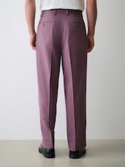 Mauve Purple Loose Fit Textured Suit Trousers - Image 3 of 5