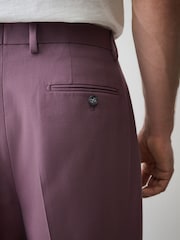 Mauve Purple Loose Fit Textured Suit Trousers - Image 4 of 5
