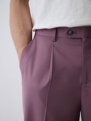 Mauve Purple Loose Fit Textured Suit Trousers - Image 5 of 5