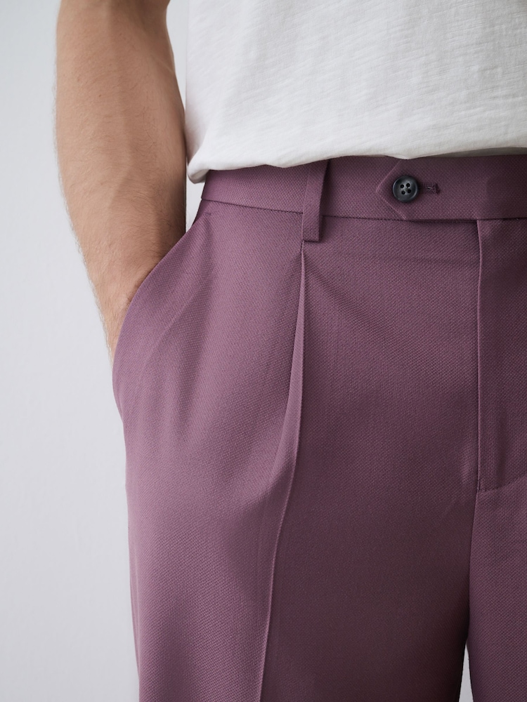 Mauve Purple Loose Fit Textured Suit Trousers - Image 5 of 5