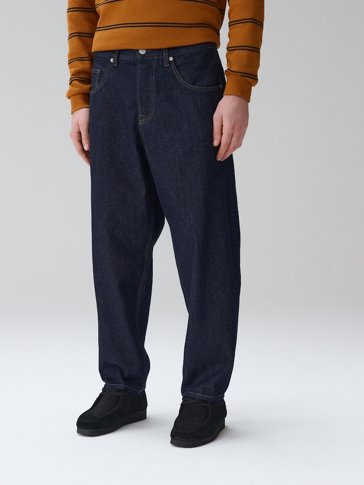 Dark Blue Denim Barrel Fit Authentic Jeans - Image 1 of 8