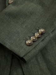 Green Slim Fit Slim Fit Signature Leomaster 100% Italian Linen Suit Jacket - Image 10 of 10