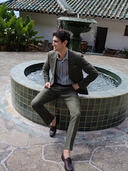 Green Slim Fit Slim Fit Signature Leomaster 100% Italian Linen Suit Jacket - Image 2 of 10