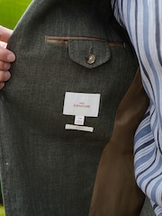 Green Slim Fit Slim Fit Signature Leomaster 100% Italian Linen Suit Jacket - Image 3 of 10