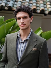 Green Slim Fit Slim Fit Signature Leomaster 100% Italian Linen Suit Jacket - Image 5 of 10