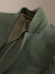 Green Slim Fit Slim Fit Signature Leomaster 100% Italian Linen Suit Jacket - Image 9 of 10