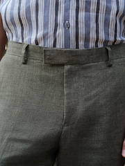 Vert - Slim Fit (Slim Fit) - Pantalon de costume en lin italien Signature - Image 3 de 11