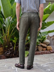 Vert - Slim Fit (Slim Fit) - Pantalon de costume en lin italien Signature - Image 4 de 11