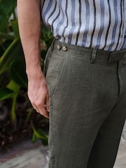 Vert - Slim Fit (Slim Fit) - Pantalon de costume en lin italien Signature - Image 5 de 11