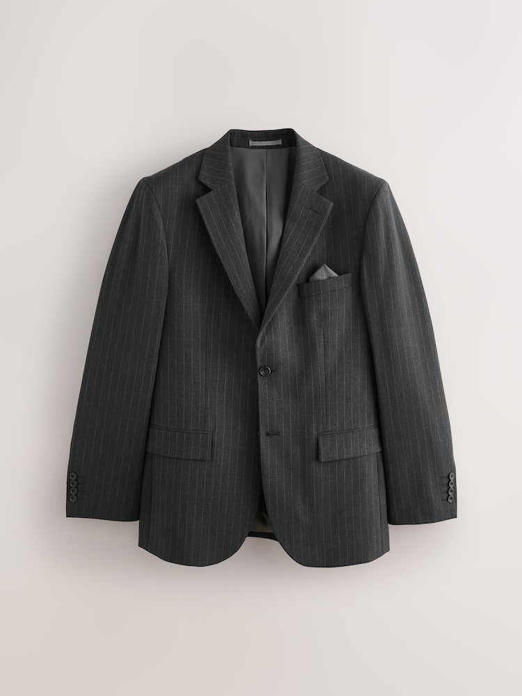 炭灰色 - 肌肉合身版型 Motionflex 彈性條紋西裝外套 - 圖片 1/6
