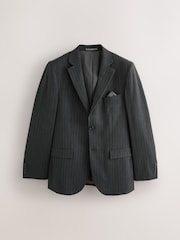 Charcoal Grey Muscle Fit Motionflex Stretch Stripe Suit Jacket - Image 10 of 15