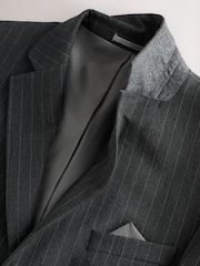 Charcoal Grey Muscle Fit Motionflex Stretch Stripe Suit Jacket - Image 12 of 15