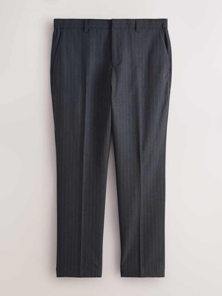Charcoal Grey Muscle Fit Motionflex Stretch Stripe Suit Trousers - Image 1 of 5