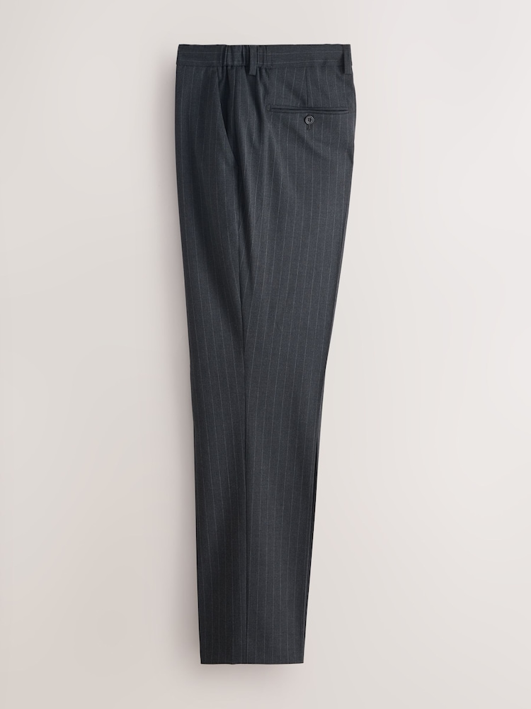 Charcoal Grey Muscle Fit Motionflex Stretch Stripe Suit Trousers - Image 2 of 5