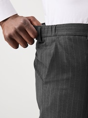 Charcoal Grey Muscle Fit Motionflex Stretch Stripe Suit Trousers - Image 6 of 12