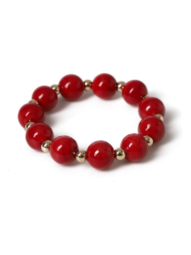 Aela Red Beaded Stretch Bracelet - Image 2 of 3