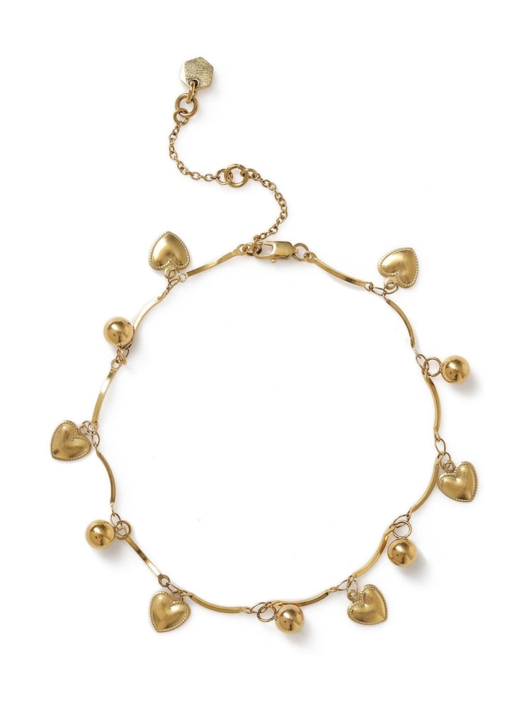 Aela ステンレススチール製ハートチャーム・ゴールドカラーアンクレット - 画像 1 / 2