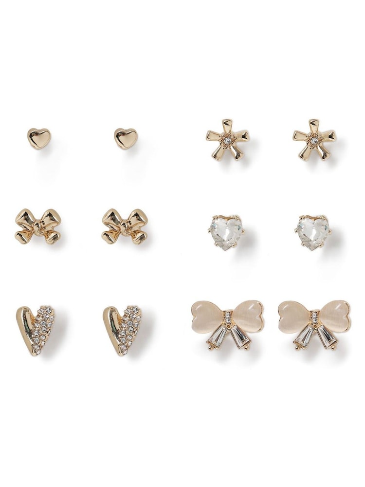 Aela Gold Tone Heart Stud Earrings Multipack - Image 1 of 2 Aela Gold Tone Heart Stud Earrings Multipack - Image 1 of 2