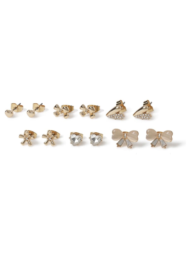 Aela Gold Tone Heart Stud Earrings Multipack - Image 2 of 2 Aela Gold Tone Heart Stud Earrings Multipack - Image 2 of 2