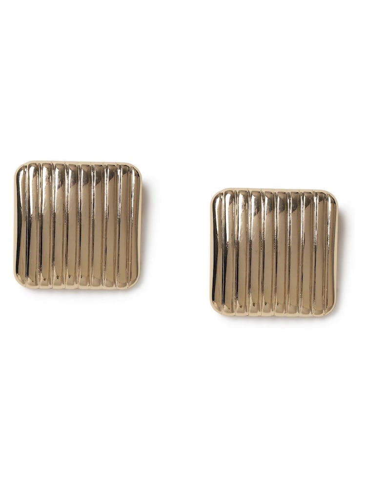 Aela Gold Tone Ridge Square Stud Earrings - Bild 2 von 3