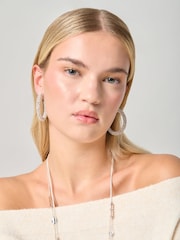 Aela Cream Pearl Hoop Earrings - Image 1 of 3
